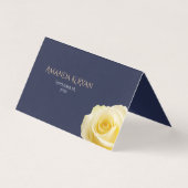 Modern Blue Yellow Roses Floral Trouwtafel Kaart (Achterkant)