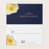 Modern Blue Yellow Roses Floral Trouwtafel Kaart (Buitenkant ongevouwen)