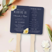 Modern Blue Yellow Roses Script Wedding Programme Handwaaier