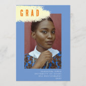 Modern BLUE YELLOW SPLASH Afstuderen AFSTUDEERDER Aankondiging (Voorkant)