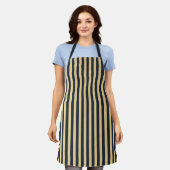 Modern Blue Yellow Stripe BBQ Kitchen Chef Apron Schort (Gedragen)