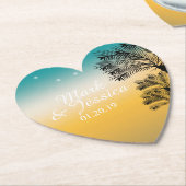 Modern Blue Yellow Sunset Tropical Beach Palms Kartonnen Onderzetters (Gekanteld)