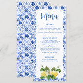 Modern Blue Yellow Tegel Lemon Menu (Voorkant / Achterkant)