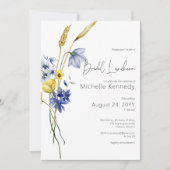 Modern Blue & Yellow Wildflowers Bridal Luncheon Kaart (Voorkant)