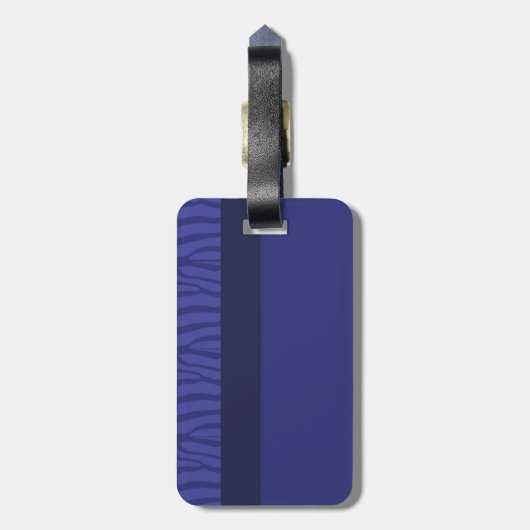 Modern Blue Zebra Pattern Bagagelabel (Achterkant verticaal)