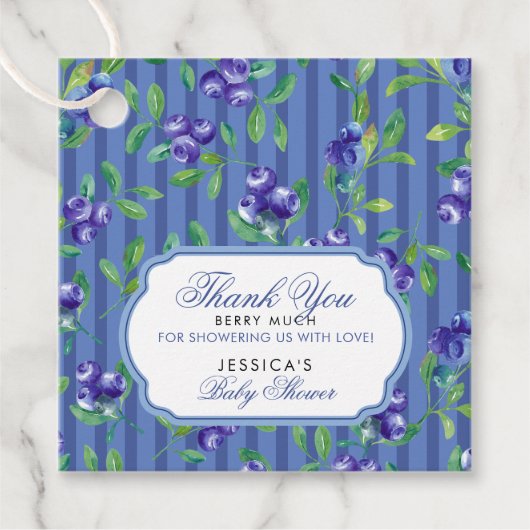 Modern Blueberries Berry Sweet Baby shower Bedankjes Labels (Voorkant)