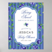 Modern Blueberries Berry Sweet Baby shower Poster (Voorkant)