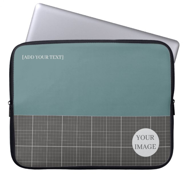 Modern Blueprint Geometric Grid Laptop Sleeve LS02 (Voorkant)