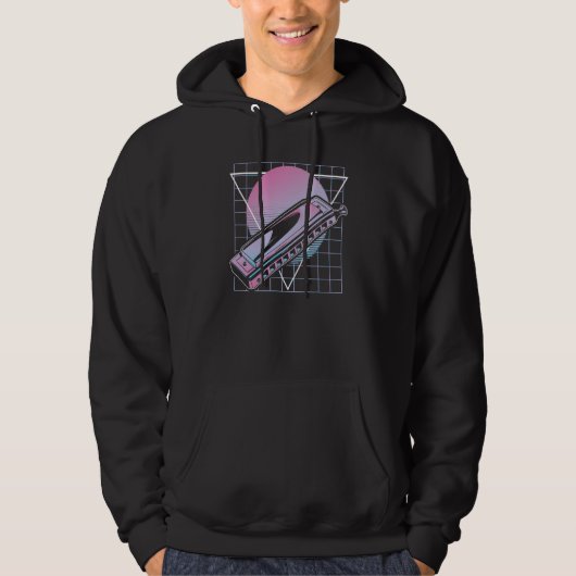 Modern Blues Disco Harp Retro Harmonica Hoodie (Voorkant)
