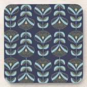 Modern Blues Golds Floral Pattern Bier Onderzetter (Voorkant)