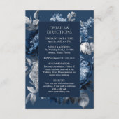 Modern Blues & Grey Bloemen Huwelijk Informatiekaartje (Voorkant)