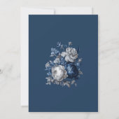 Modern Blues & Grey Bloemen Huwelijk Kaart (Achterkant)