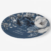 Modern Blues & Grey Bloemen Huwelijk Papieren Bordje (Gekanteld)