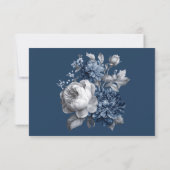 Modern Blues & Grey Bloemen Huwelijk RSVP Kaartje (Achterkant)