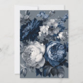 Modern Blues & Grey Bloemen Huwelijk Save The Date (Achterkant)