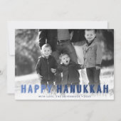 Modern Blues Hanukkah Foto Feestdagenkaart (Voorkant)