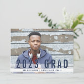 Modern Blues Photo Graduation Party Kaart (Staand voorkant)