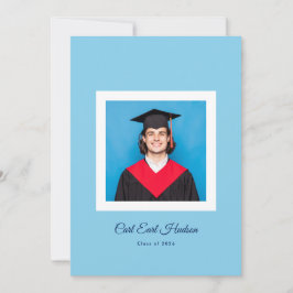 Modern Blues & White High School Photo Grad Aankondiging