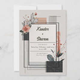 Modern Blush Abstract Bloemen Huwelijk Kaart