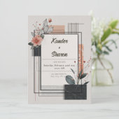 Modern Blush Abstract Bloemen Huwelijk Kaart (Staand voorkant)