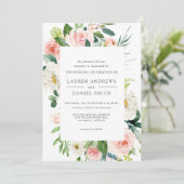 Modern Blush | Alles in één Chic Floral Wedding Kaart (Staand voorkant)