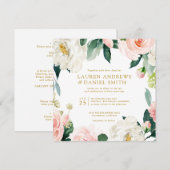 Modern Blush | Alles in één gouden botanische brui Kaart (Voorkant / Achterkant)