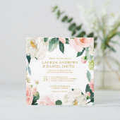 Modern Blush | Alles in één gouden botanische brui Kaart (Staand voorkant)