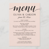 Modern Blush and Black Script Wedding Menu (Voorkant)