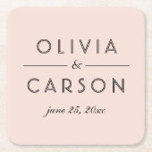 Modern Blush and Black Wedding Monogram Kartonnen Onderzetters (Voorkant)