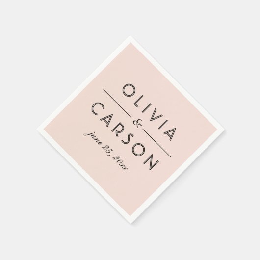 Modern Blush and Black Wedding Monogram Servet (Hoek)