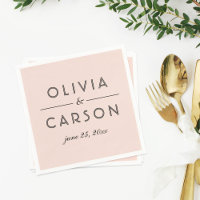 Modern Blush and Black Wedding Monogram