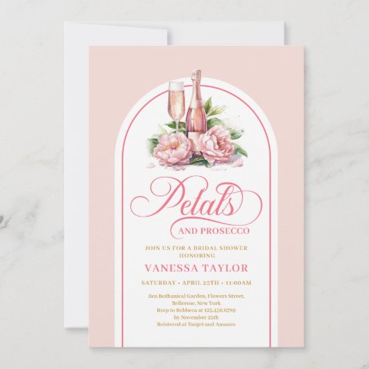 Modern blush and gold bridal shower invite arch kaart (Voorkant)