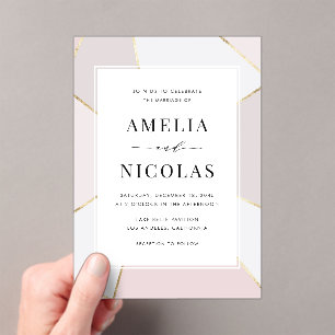 Modern Blush and Gold Foil Geometric Wedding Acryl Uitnodigingen