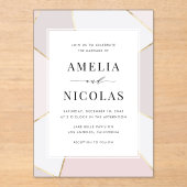 Modern Blush and Gold Foil Geometric Wedding Acryl Uitnodigingen (Voorkant)