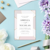 Modern Blush and Gold Foil Geometric Wedding Acryl Uitnodigingen (Insitu (Huwelijk))