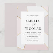 Modern Blush and Gold Foil Geometric Wedding Kaart (Voorkant / Achterkant)