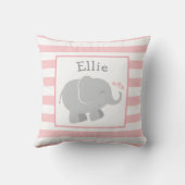 Modern Blush and Grey Elephant Custom Monogram Kussen (Achterkant)