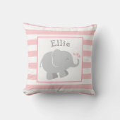 Modern Blush and Grey Elephant Custom Monogram Kussen (Voorkant)