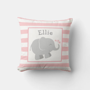 Modern Blush and Grey Elephant Custom Monogram Kussen