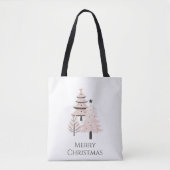 Modern Blush and Neutral Christmas Tree Tote Bag (Voorkant)