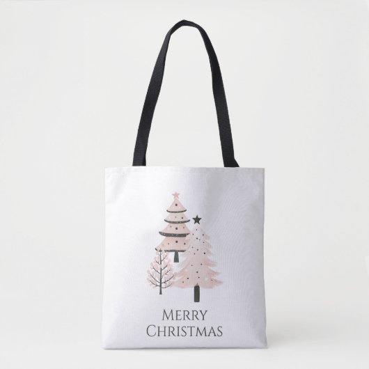 Modern Blush and Neutral Christmas Tree Tote Bag (Voorkant)