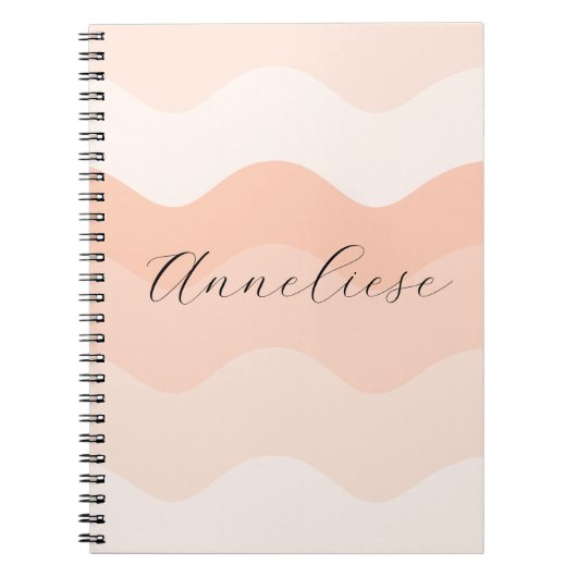 Modern Blush and Peach Waves Personalized Notitieboek (Voorkant)