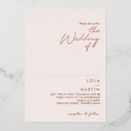 Modern | Blush and Roos Gold the Wedding of Real Folie Uitnodiging