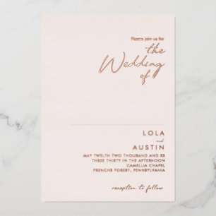 Modern   Blush and Roos Gold the Wedding of Real Folie Uitnodiging