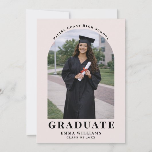 Modern Blush Arch Graduate Announcement Kaart (Voorkant)
