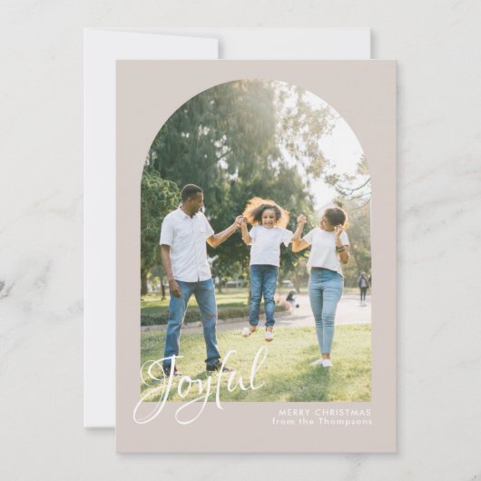 Modern Blush Arch Joyful Merry Kerstmis Feestdagenkaart (Voorkant)