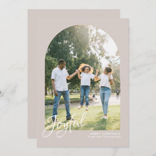 Modern Blush Arch Joyful Merry Kerstmis Feestdagenkaart (Voorkant / Achterkant)