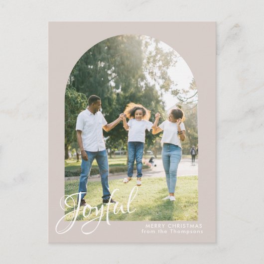 Modern Blush Arch Joyful Merry Kerstmis Feestdagenkaart (Voorkant)