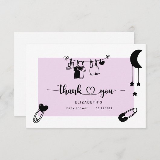 Modern Blush baby shower dank u kaart (Voorkant / Achterkant)