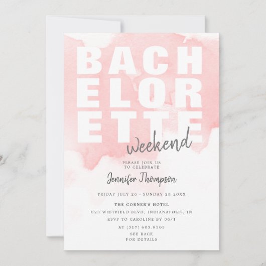 Modern Blush Bachelorette Weekend Itinerary Kaart (Voorkant)